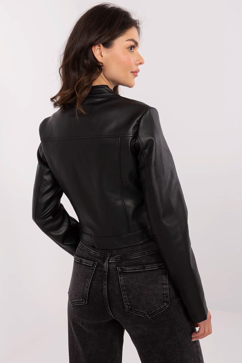 Black Faux Leather Biker Jacket Moto Chic