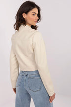 Beige Faux Leather Biker Jacket Minimal Spring Essential