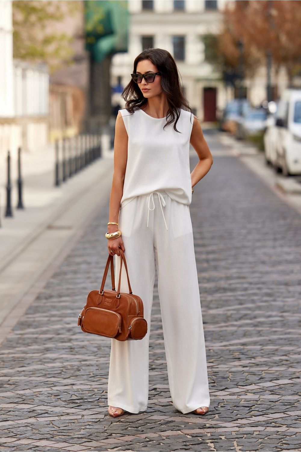 Ivory Linen Blend Wide Leg Trousers Summer Essential