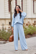 Baby Blue 100 Tencel Wide Leg Trousers Spring Essential