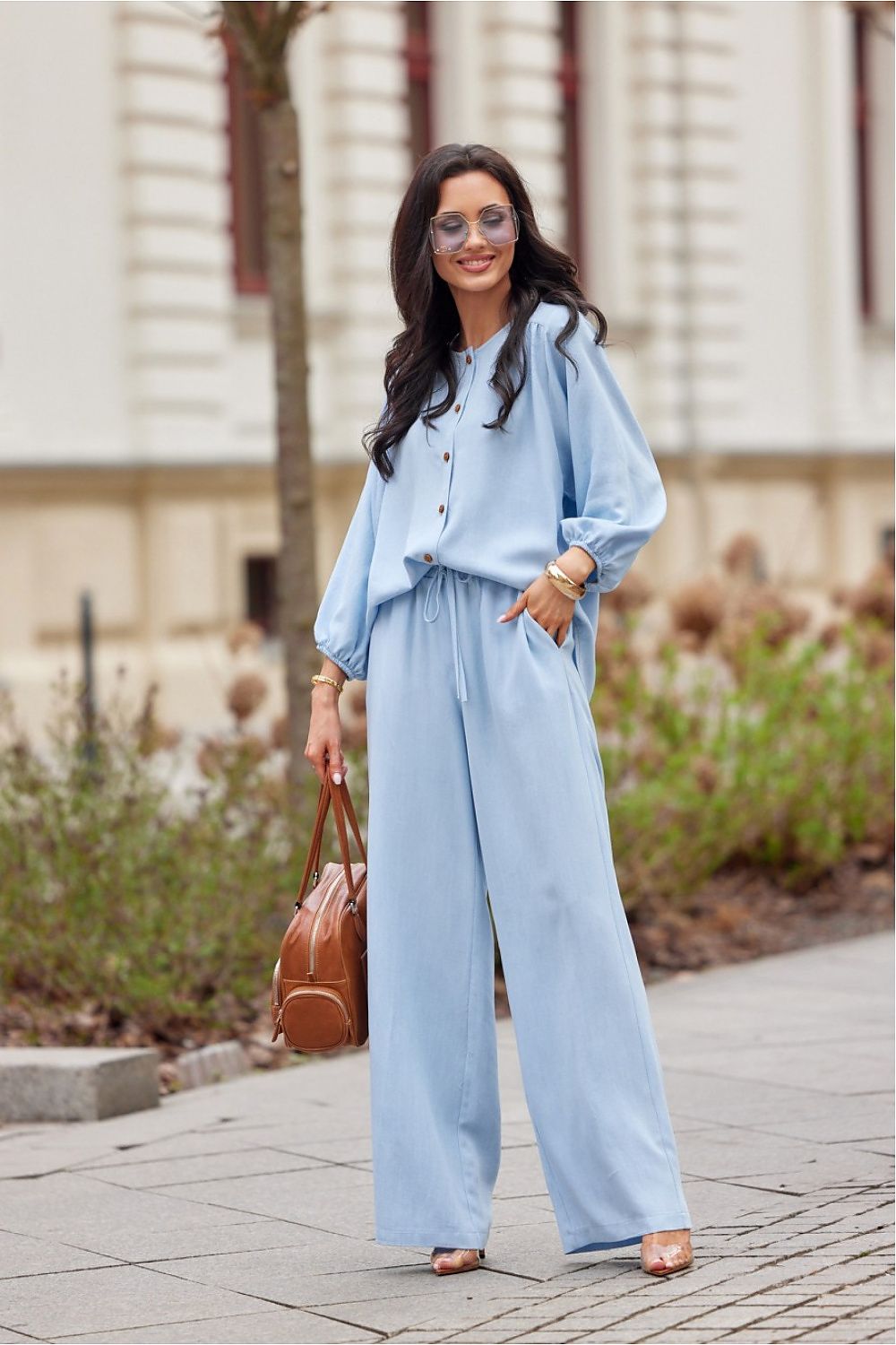 Baby Blue 100 Tencel Blouse Lightweight Spring Essential