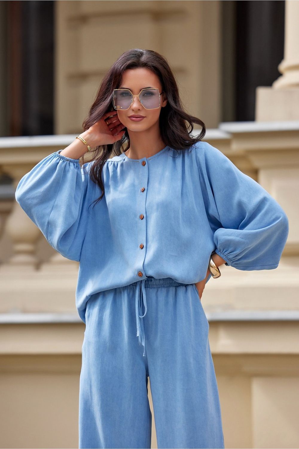 Steel Blue 100 Tencel Blouse Lightweight Spring Essential