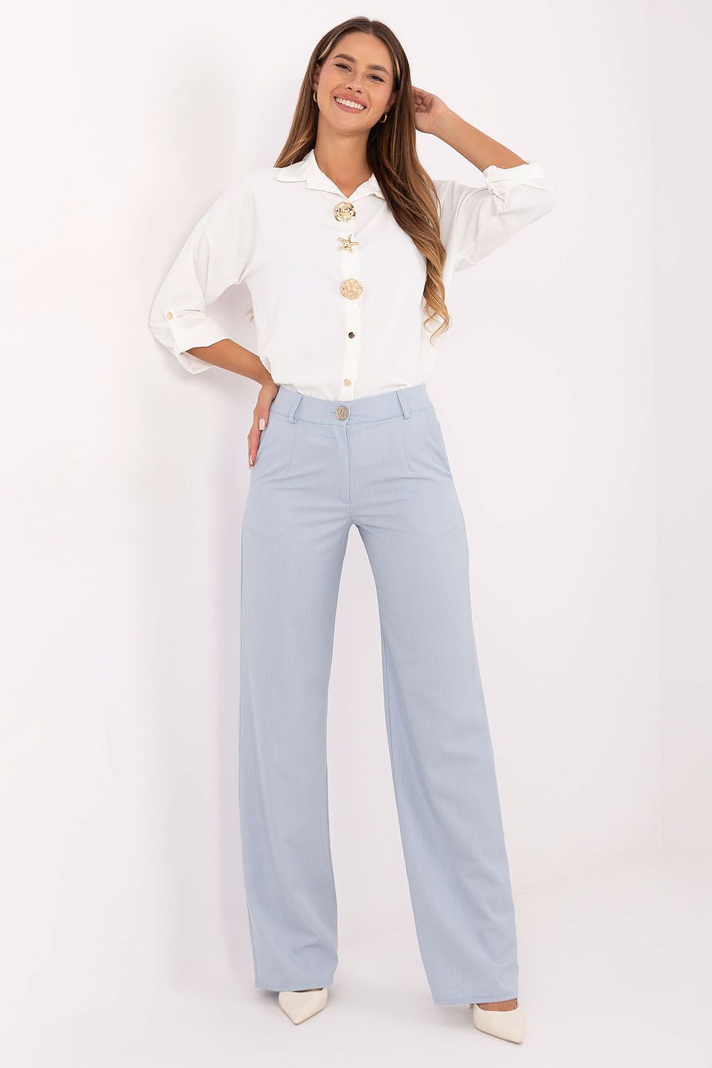 Elegant High Waisted Wide Leg Trousers