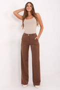 Brown High Waisted Wide Leg Trousers