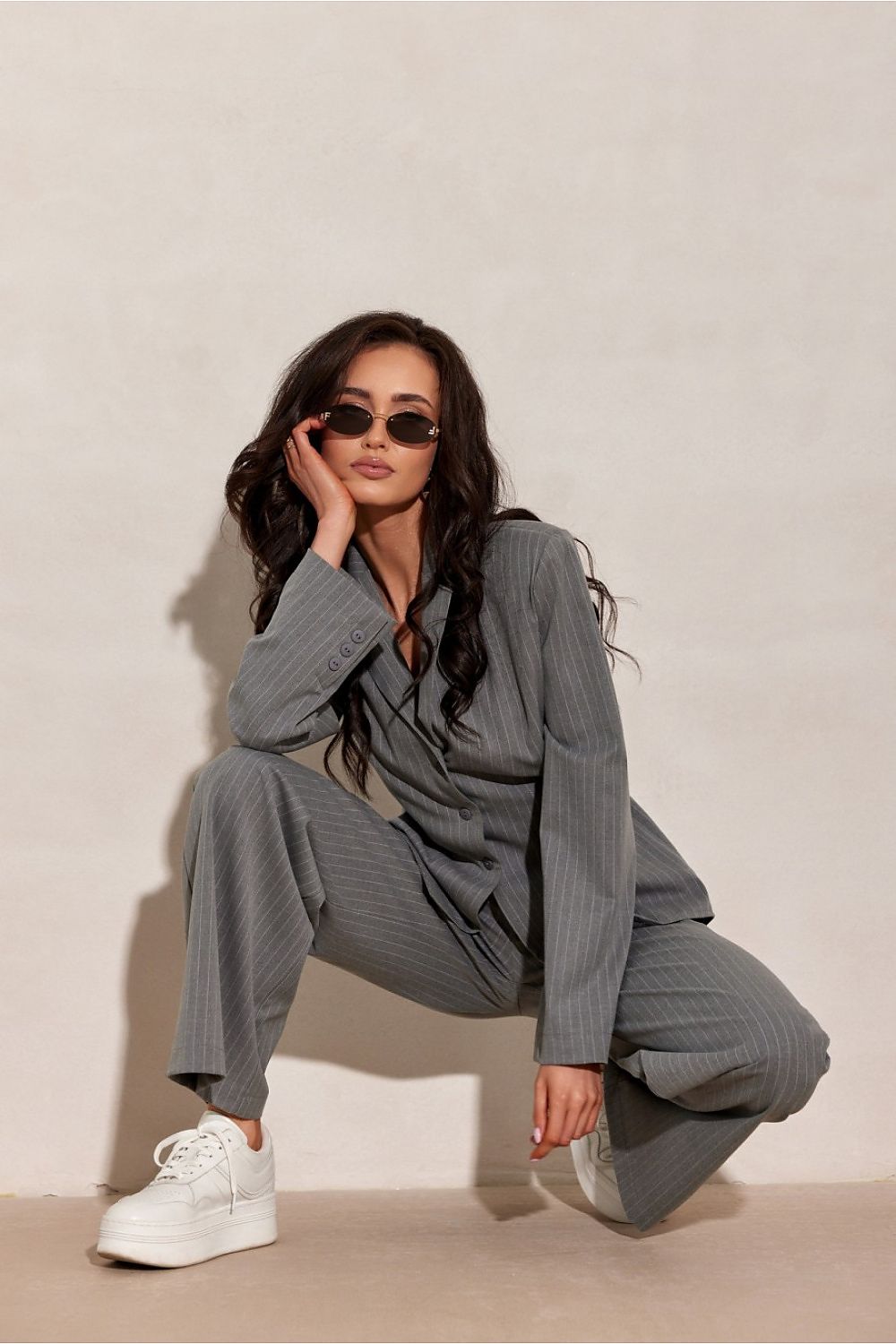 Grey Pinstripe Tailored Shirt