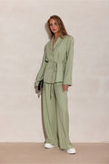 Sage Green Pinstripe Tailored Shirt 