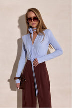 Baby Blue Wrap Bodysuit with Flower Choker 