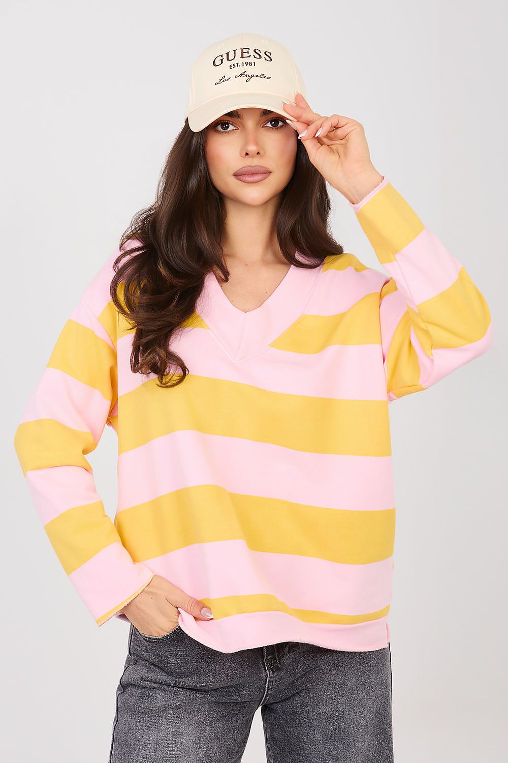 Striped Oversized Neck Blouses