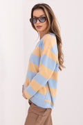 Striped Oversized U Neck Blouse