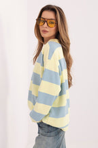 Striped Oversized V-Neck Blouse