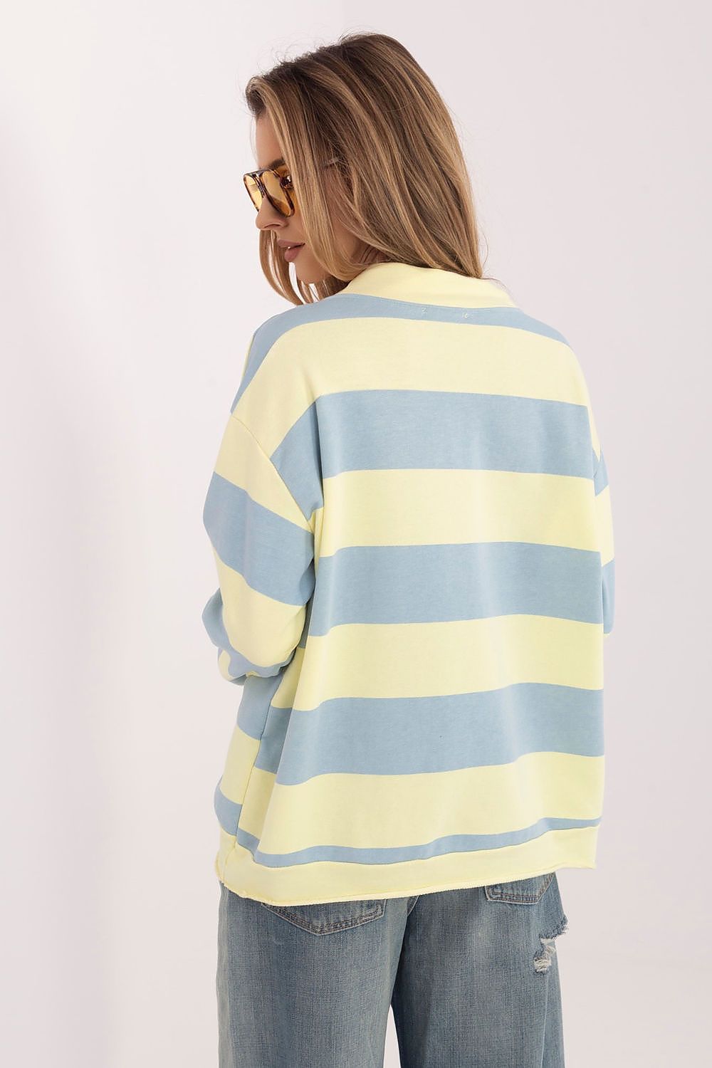 Striped Oversized V-Neck Blouse