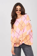 Diamond Pattern Oversized V Blouse