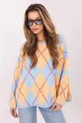 Diamond Pattern Oversized Blouse