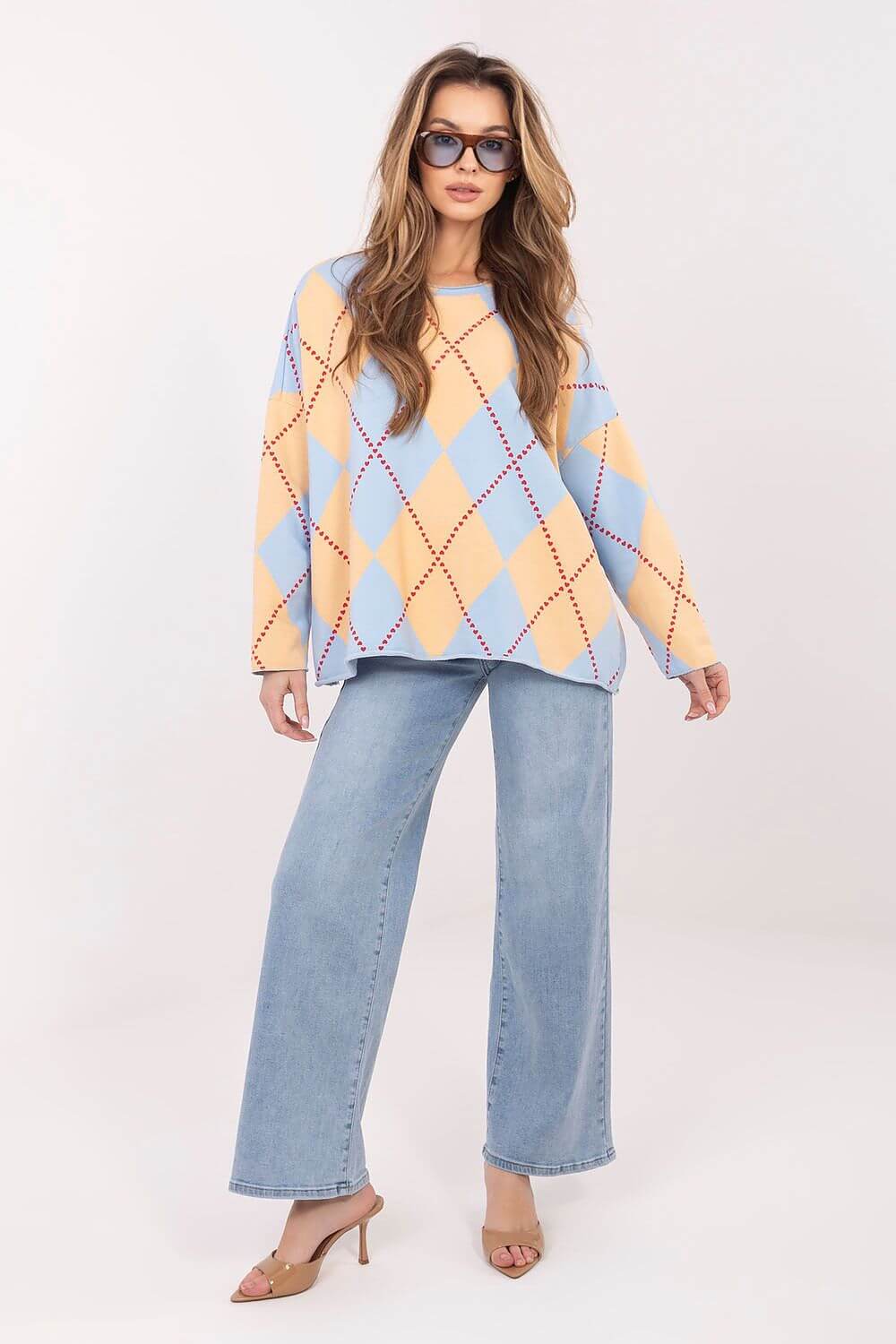 Diamond Pattern Oversized Blouse