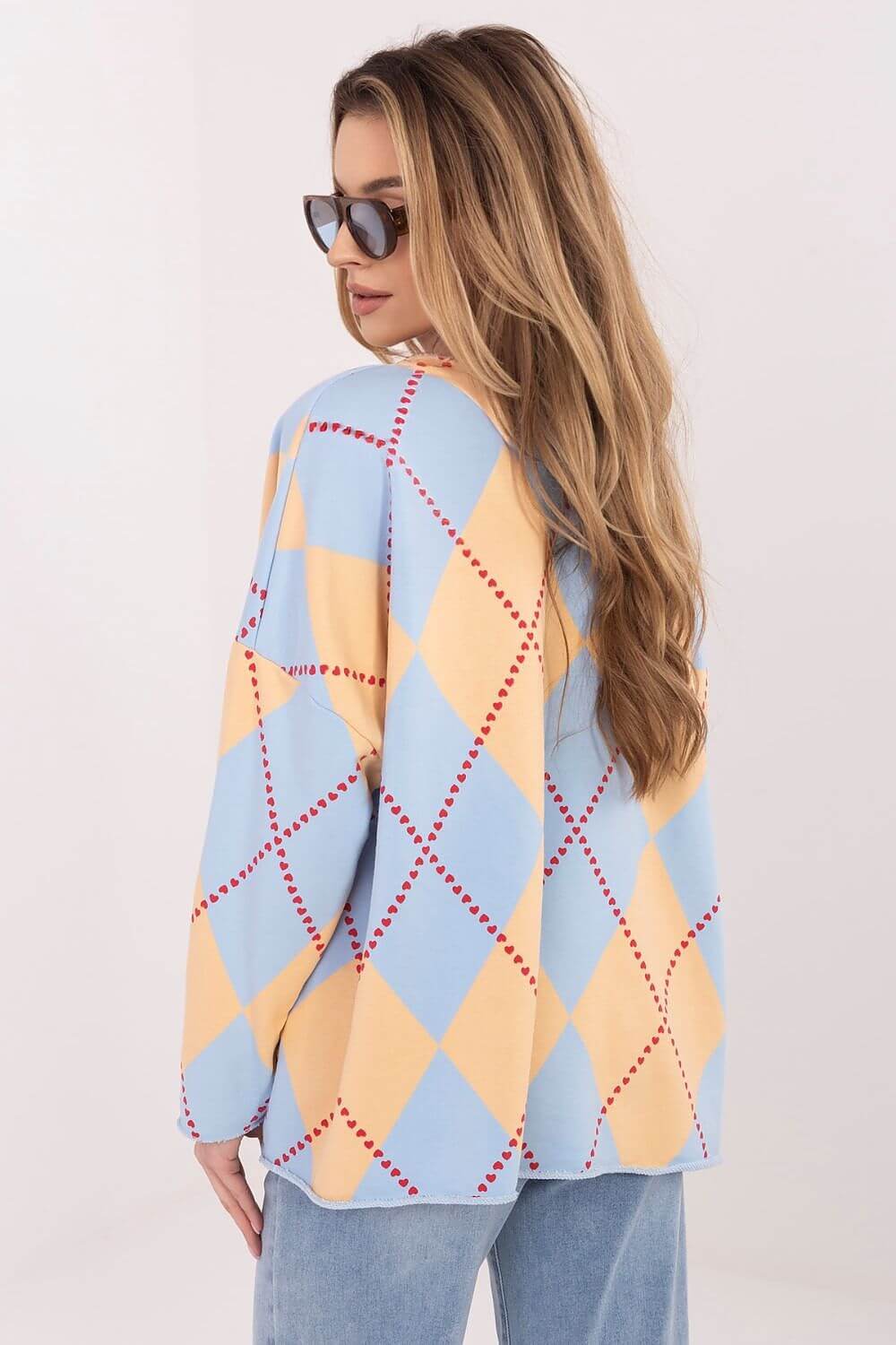 Diamond Pattern Oversized Blouse