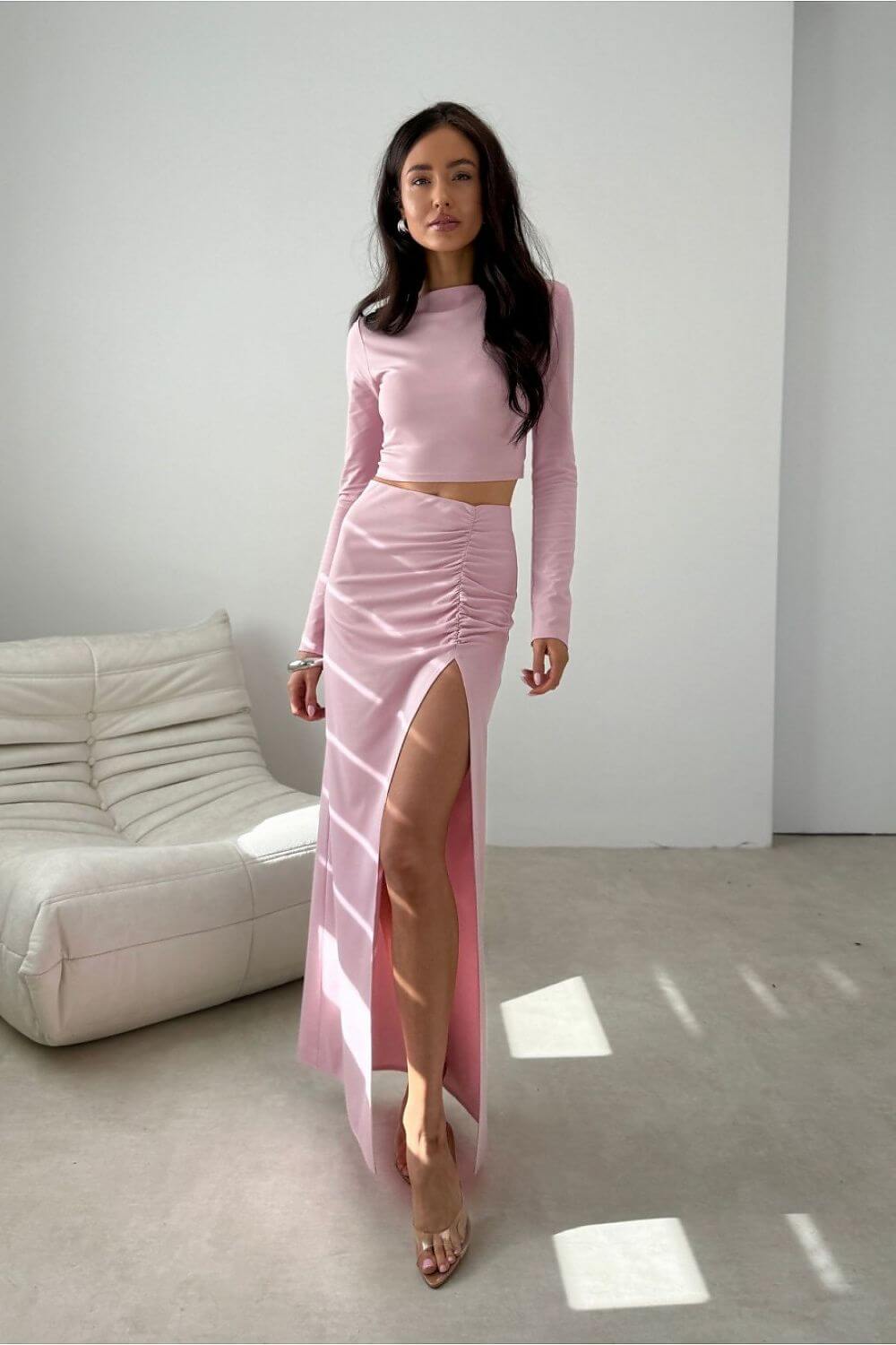 Elegant Long Sleeve Crop Top Fitted Woomens T