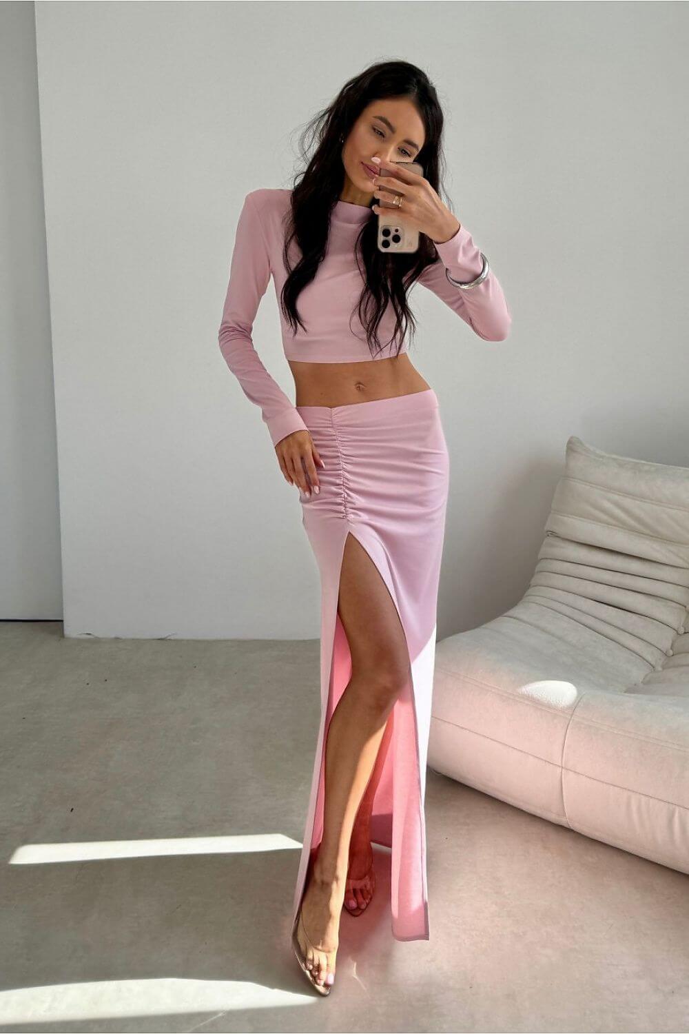 Elegant Long Sleeve Crop Top Fitted Woomens T