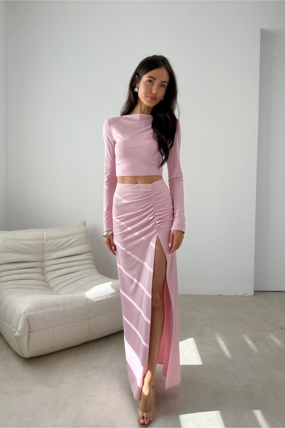 Elegant Long Sleeve Crop Top Fitted Woomens T