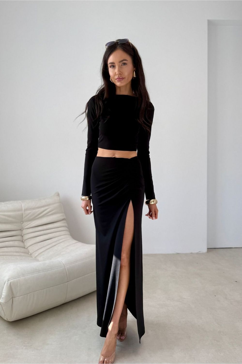 Elegant Long Sleeve Crop Top Fitted Women Top