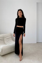 Elegant Long Sleeve Crop Top Fitted Women Top