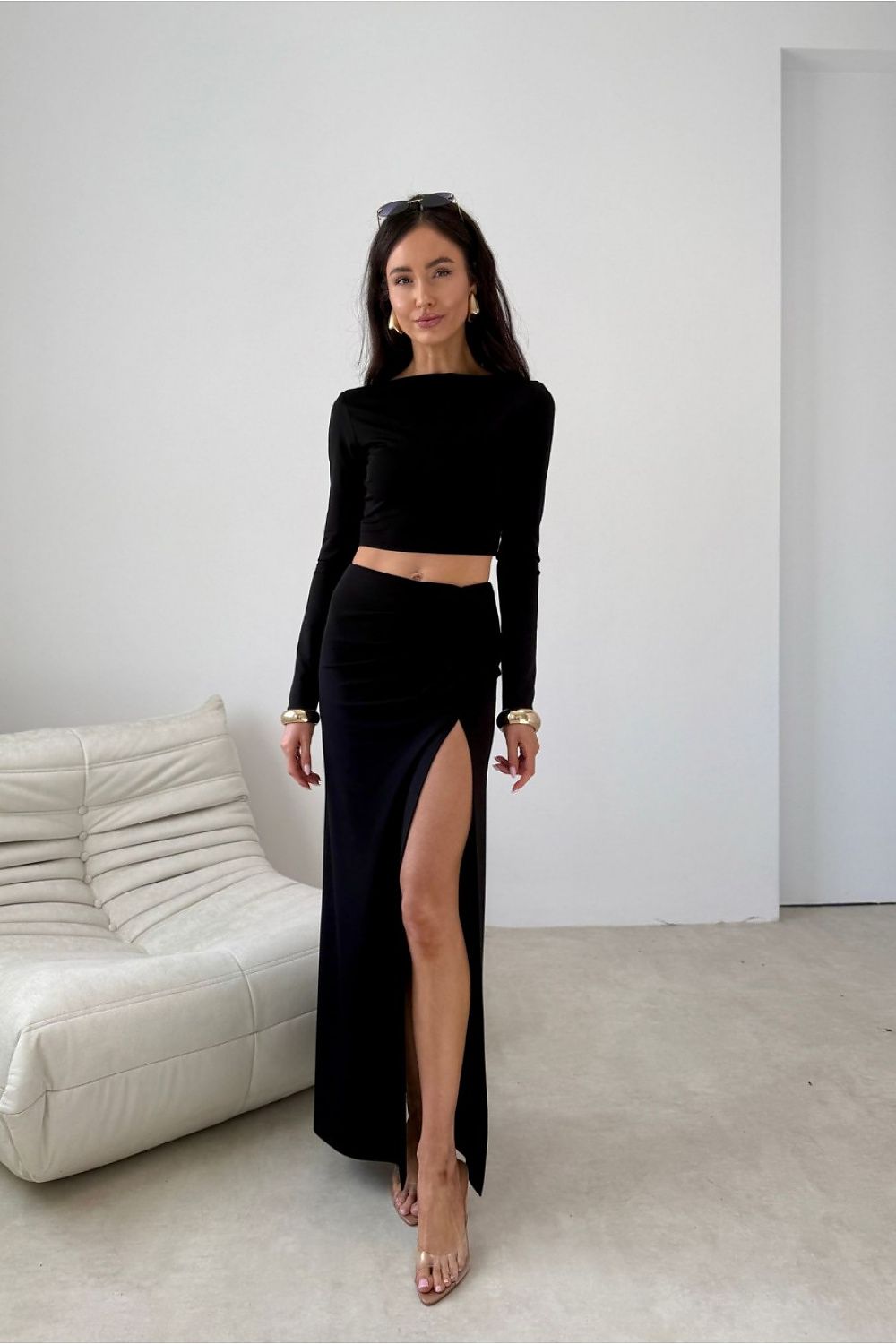 Elegant Long Sleeve Crop Top Fitted Women Top